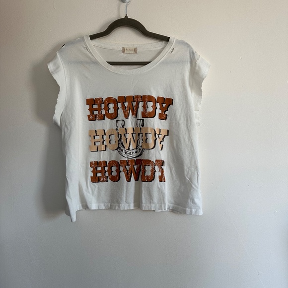 Altar'd State Howdy Distressed Sleeveless Graphic Tee, Size Large - Picture 2 of 8